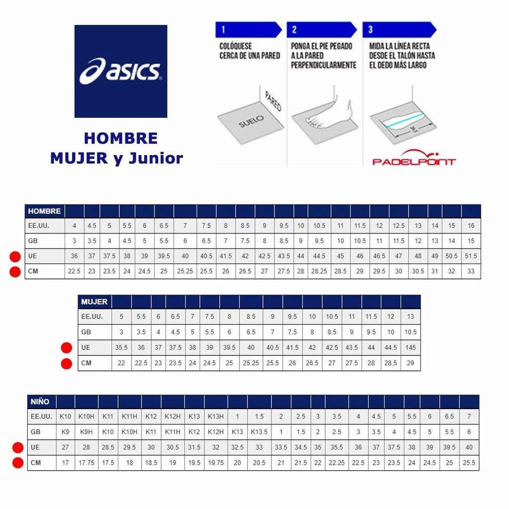 Asics zapatillas talles 1