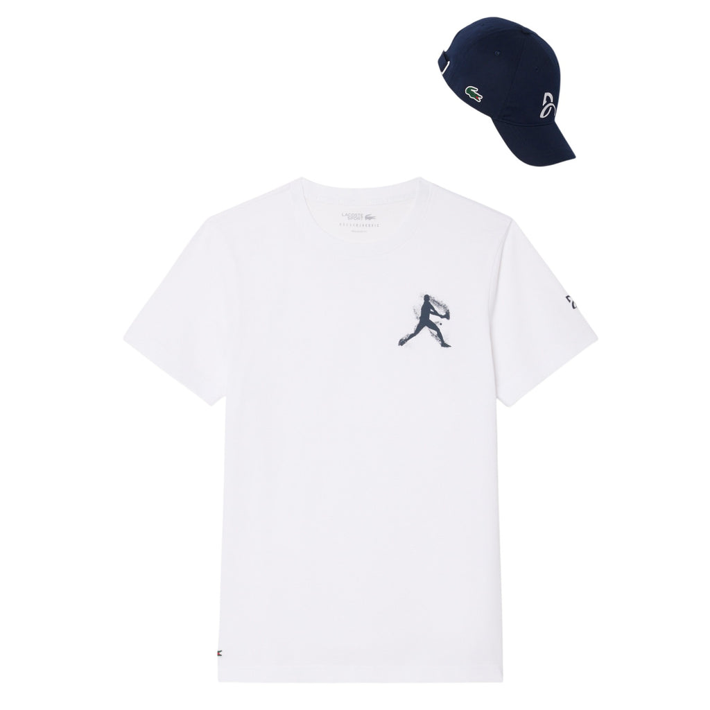 Pack Camiseta Lacoste Novak Djokovic Blanco y Gorra Negro
