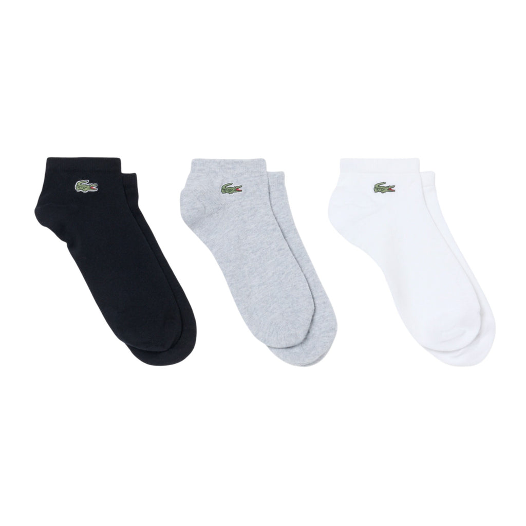 Calcetines Lacoste Classic Corte Bajo Blanco Gris Negro 3 Pares