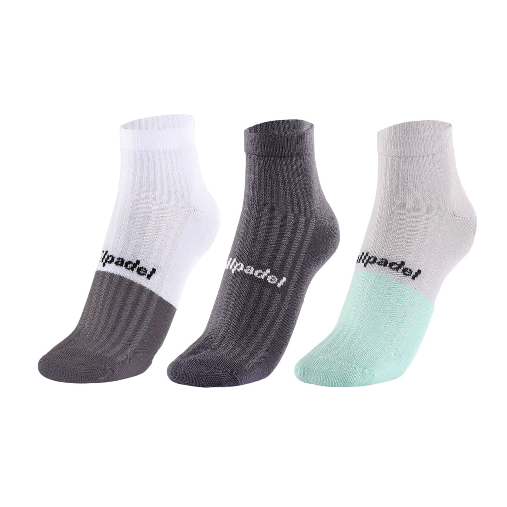 Calcetines Bullpadel BP266 I Blanco Gris Medio Vigore Negro 3 Pares