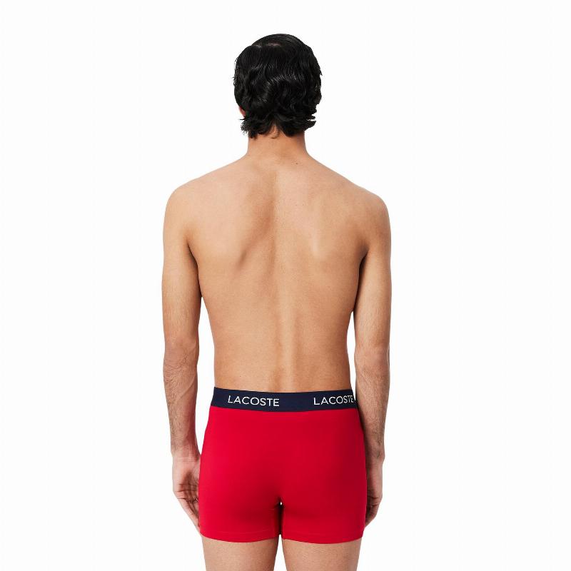 Boxers Lacoste Pique Azul Marino Blanco Rojo 3 Unidades