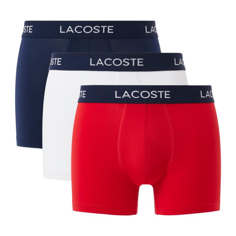 Boxers Lacoste Pique Azul Marino Blanco Rojo 3 Unidades