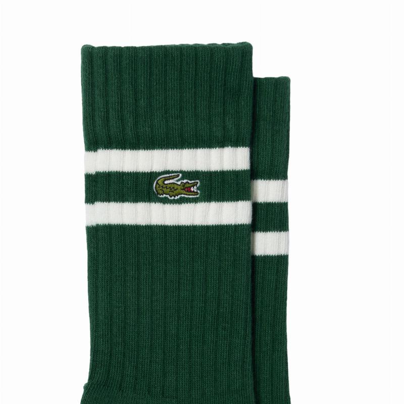 Chaussettes de coupe verte blanche à lacoste High White