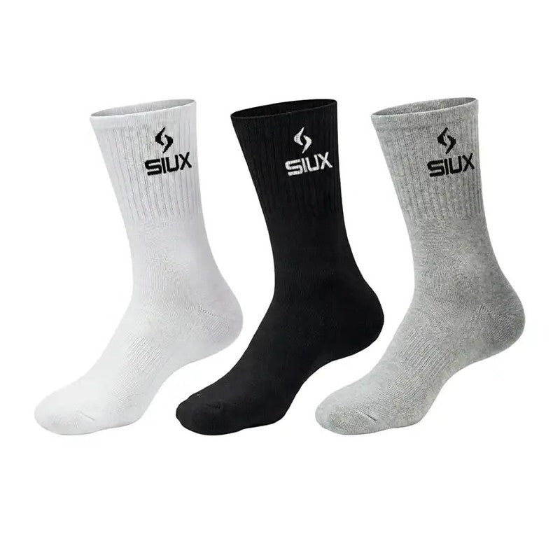 Calcetines Siux Basic 26 Caña Alta Negro Gris Blanco 3 Pares