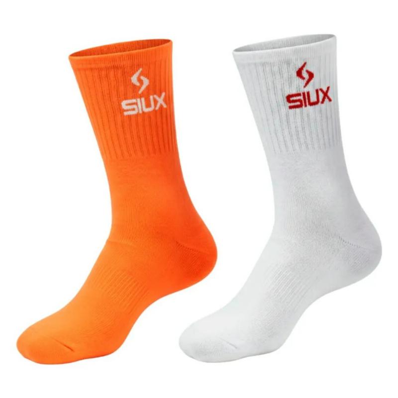 Chaussettes Siux Groove High Top Orange Blanc 2 Paires