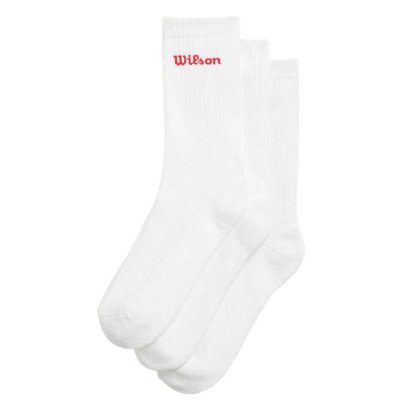 Calcetines Wilson Crew Blanco Rojo 3 Pares