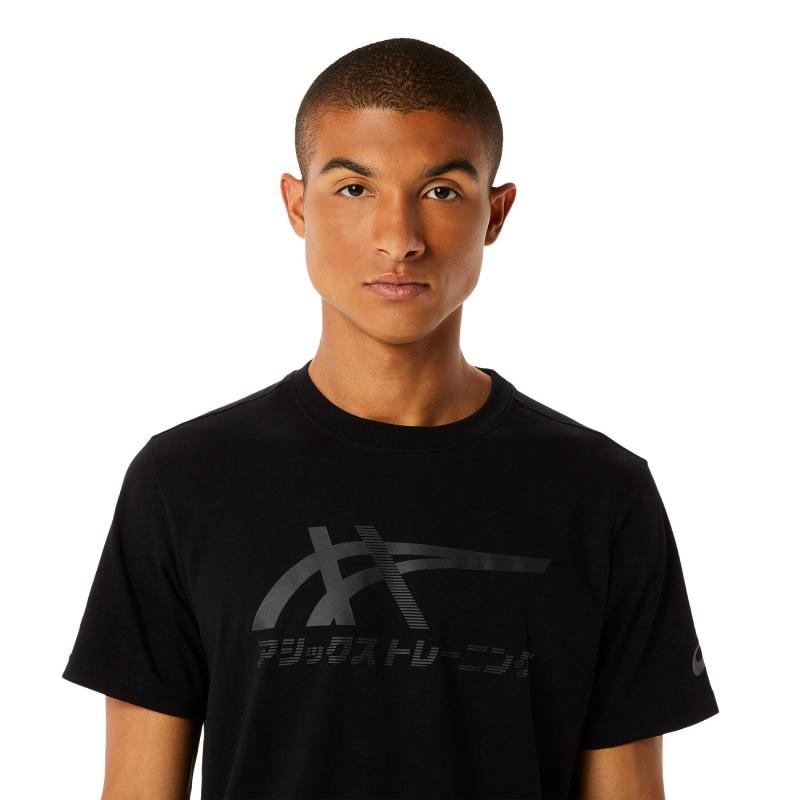 Asics Tiger Cotton T -Shirt Black Gray Graphite