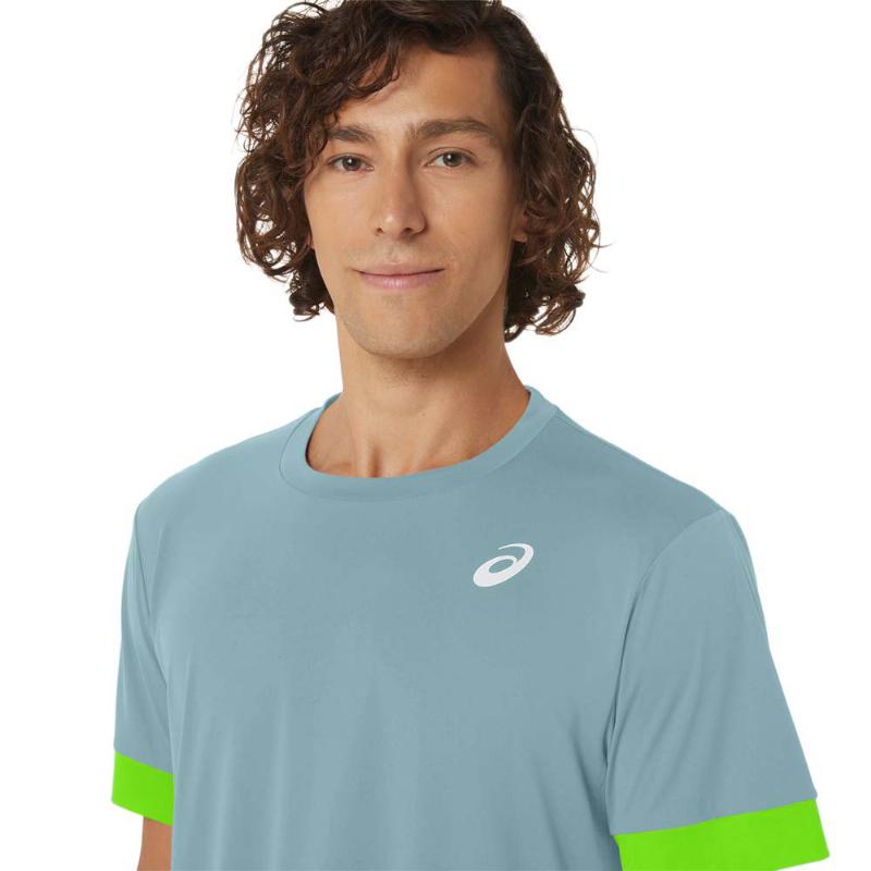 Camiseta Asics Court Azul Lima Electrico