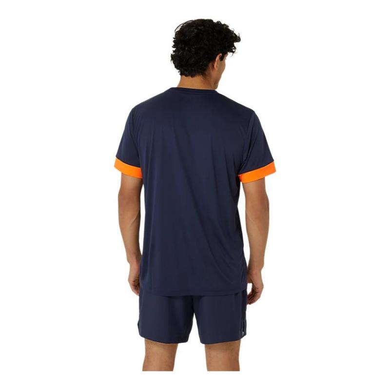 Asics Court Blue t -Shirt Mitternacht Orange