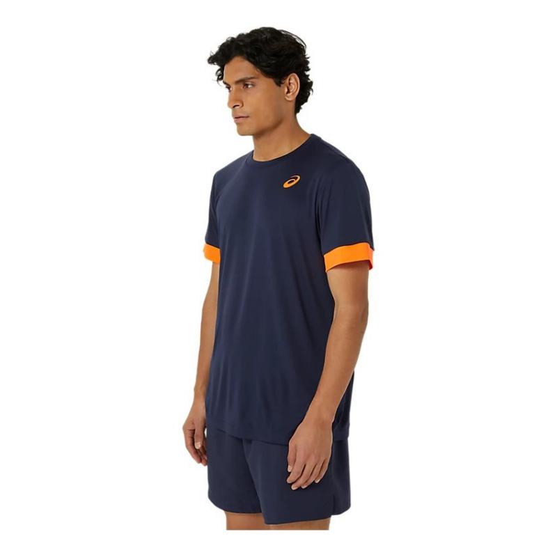 Asics Court Blue t -Shirt Mitternacht Orange