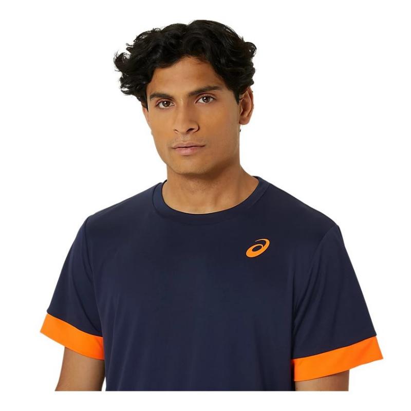 Asics Court Blue t -Shirt Mitternacht Orange