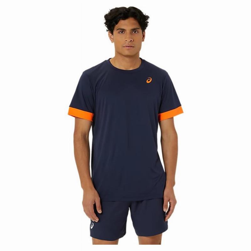 Asics Court Blue t -Shirt Mitternacht Orange