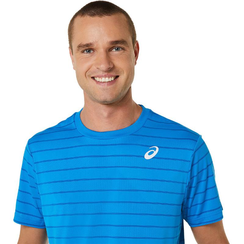 Asics Court Stripes SS Blue T -Shirt