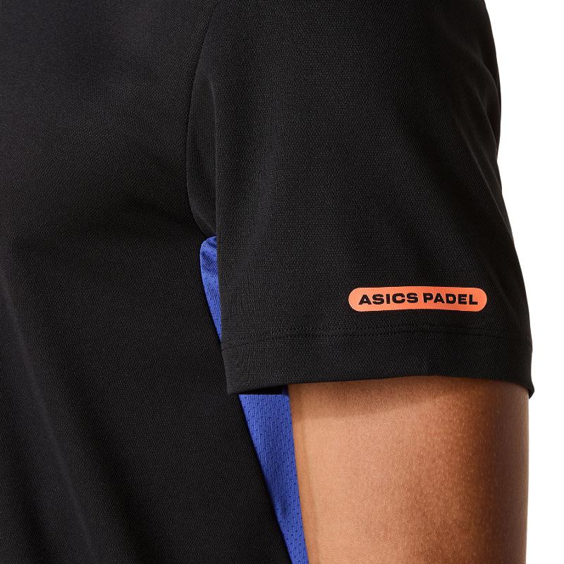 Camiseta Asics Padel Court SS Top Negro Azul Cobalto