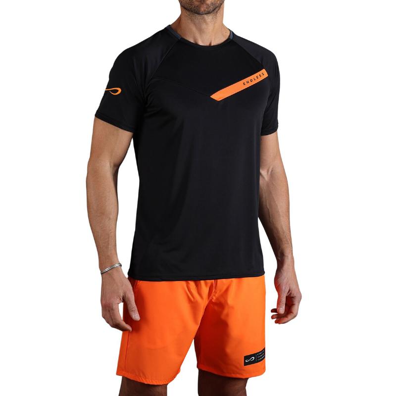 Endlos T -Shirt Orange Schwarz