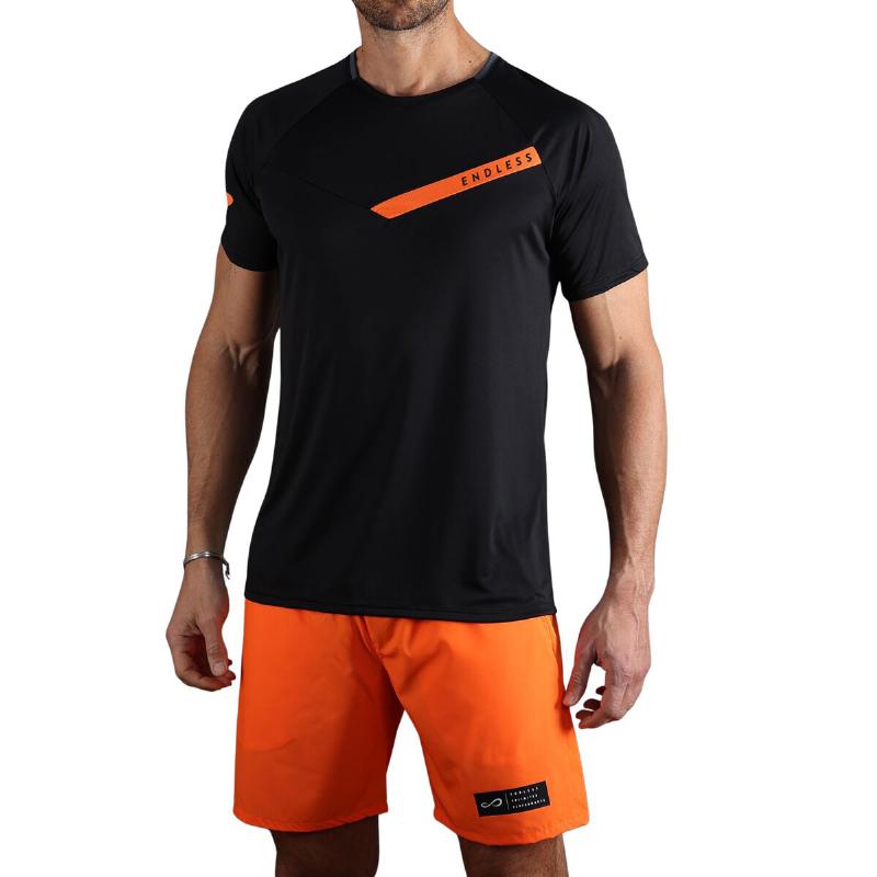 Endlos T -Shirt Orange Schwarz