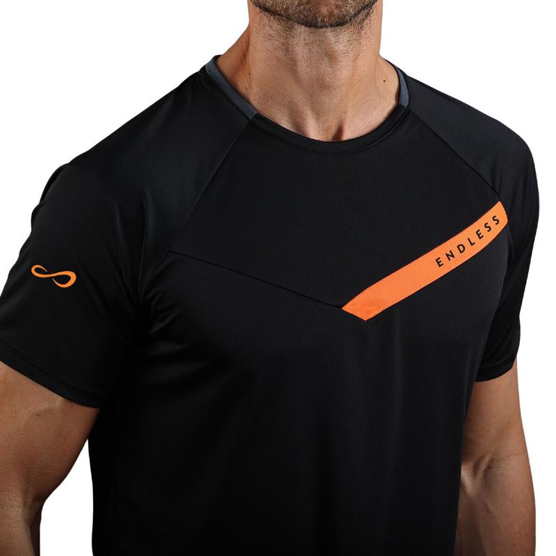 Endlos T -Shirt Orange Schwarz