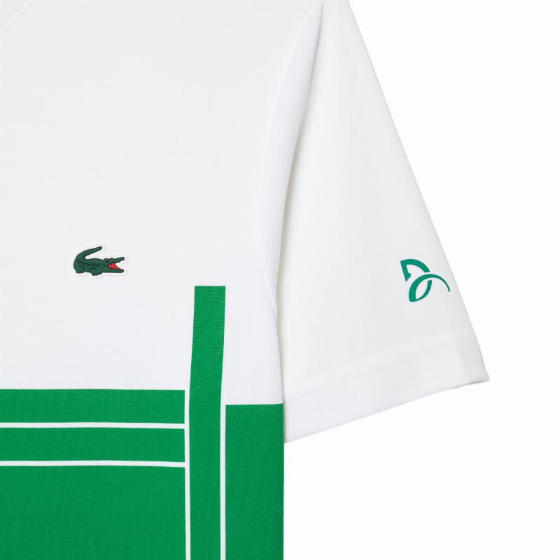 Camiseta Lacoste Novak Djokovic Ultra Dry Blanco Verde