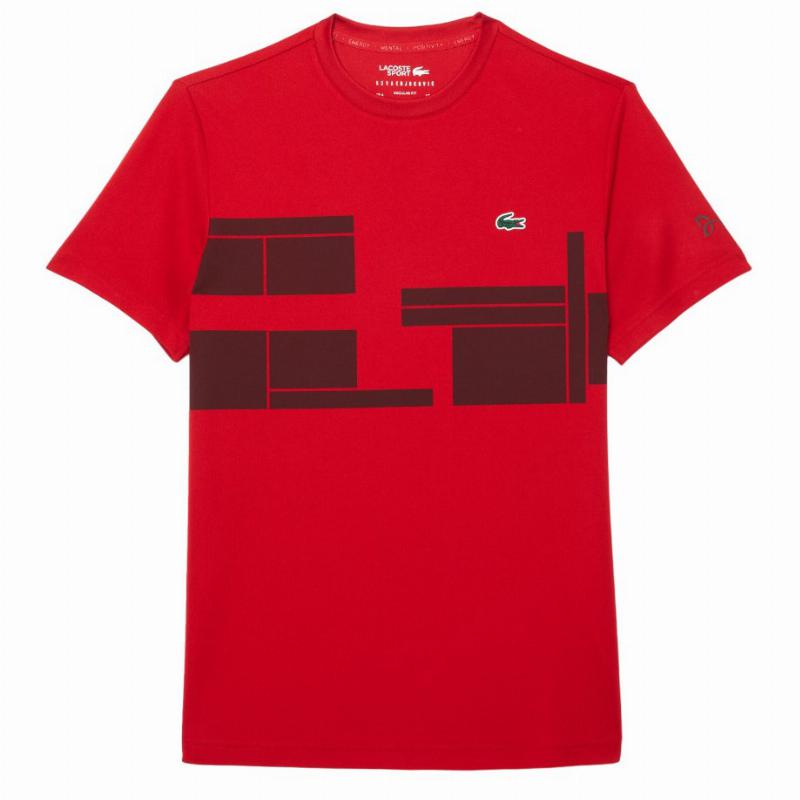 Camiseta Lacoste Novak Djokovic Ultra Dry Rojo Burdeos