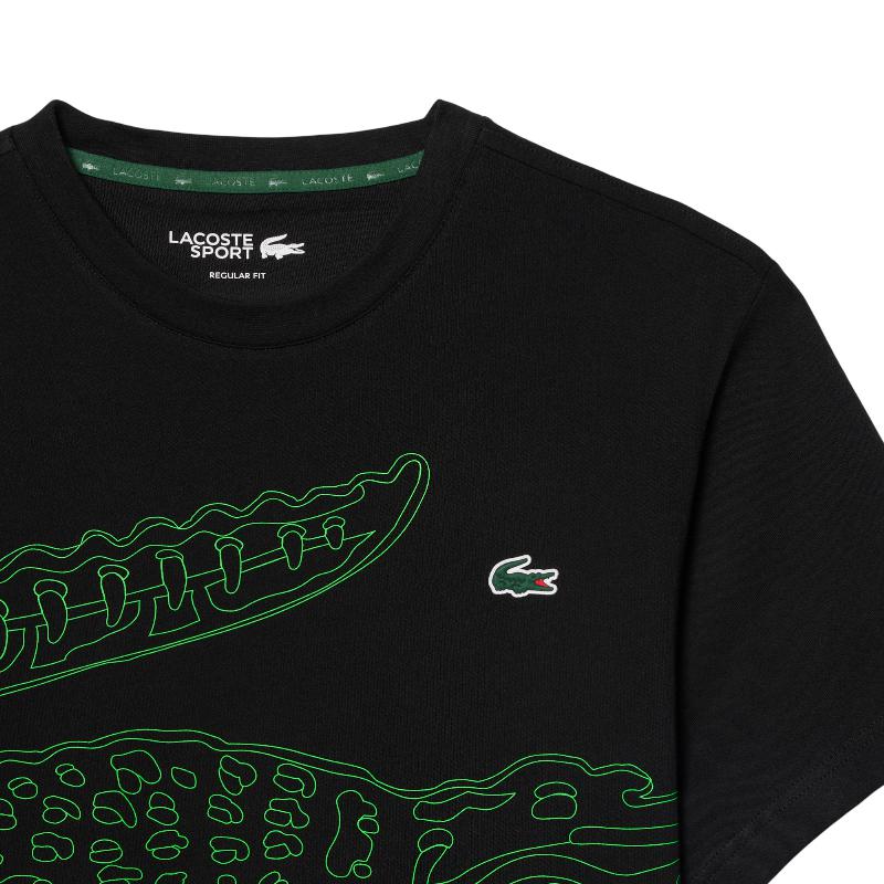 Camiseta Lacoste Padel Negro Verde Fluor
