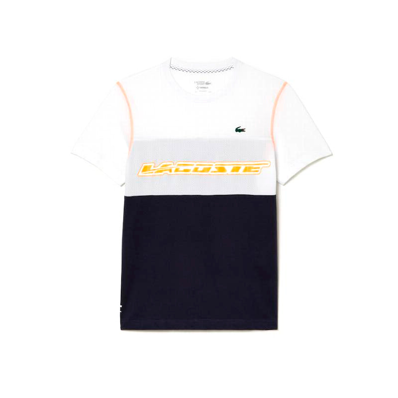 Camiseta Lacoste Sport Medvedev Blanco Azul Naranja