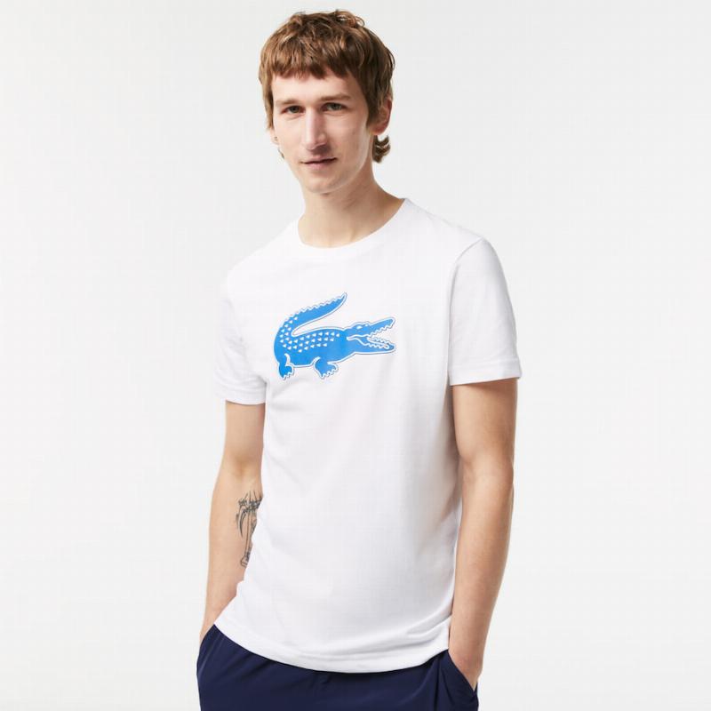 Camiseta Lacoste Sport Transpirable Blanco Azul