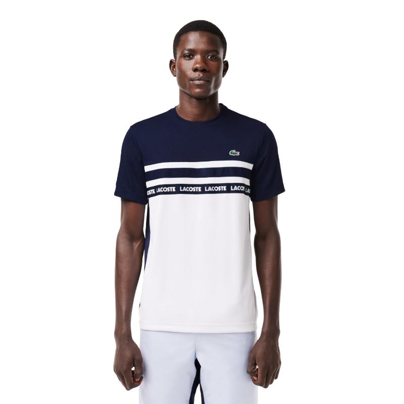 Lacoste Ultra Dry White Navy Blue T -Shirt