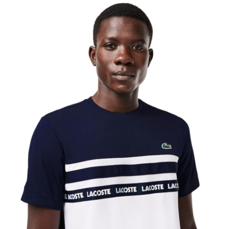 Lacoste Ultra Dry White Navy Blue T -Shirt