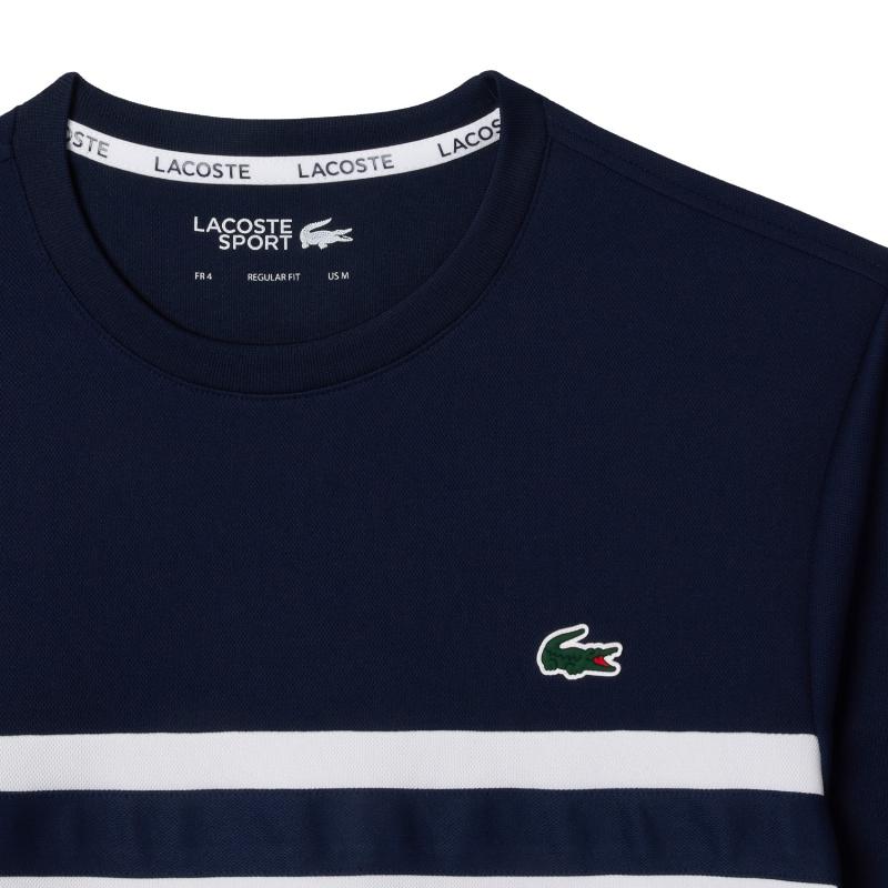 Lacoste Ultra Dry White Navy Blue T -Shirt