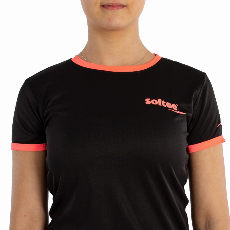 Camiseta Softee Galaxy Negro Coral Fluor Mujer