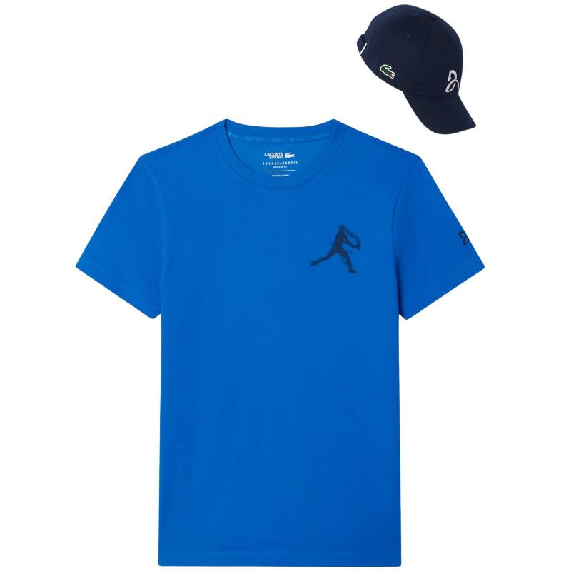 Pack Camiseta Lacoste Novak Djokovic Azul y Gorra Marino