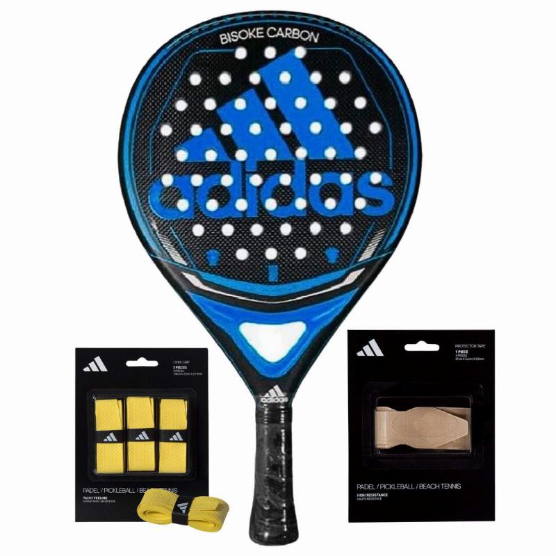 Pack Pala Adidas Bisoke Carbon Azul con Overgrips y Protector