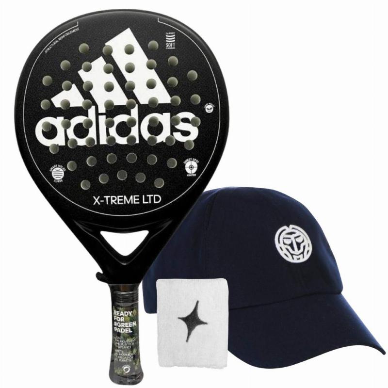 Pala Adidas X-Treme Negro Blanco con Gorra y Muñequera