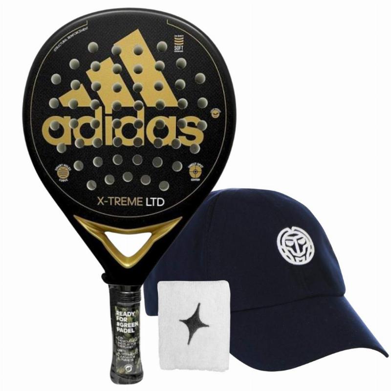 Pala Adidas X-Treme Negro Oro con Gorra y Muñequera