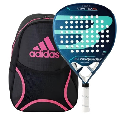 Pala Bullpadel Delfi Brea Vertex Woman Junior 2024 y Mochila Adidas Fucsia