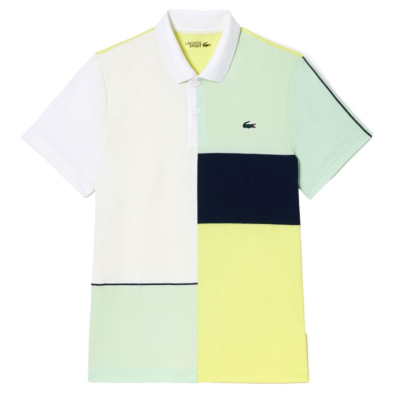 Polo Lacoste Regular Fit Reciclado Blanco Verde