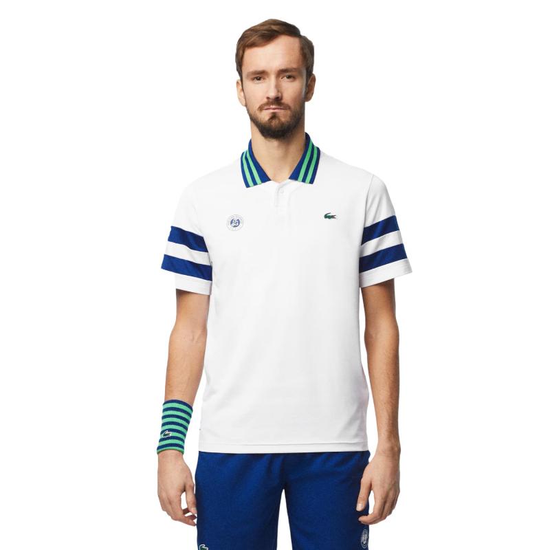 Polo Lacoste Roland Garros Medvedev Bianco Blu Navy