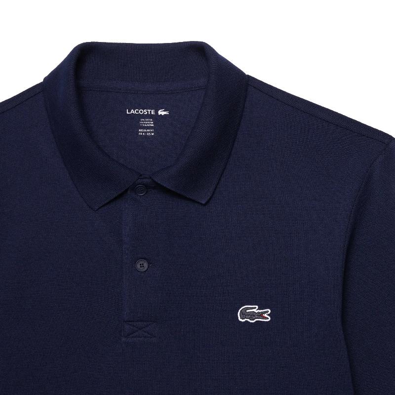 Polo Manga Larga Lacoste Regular Fit Algodon Azul Marino