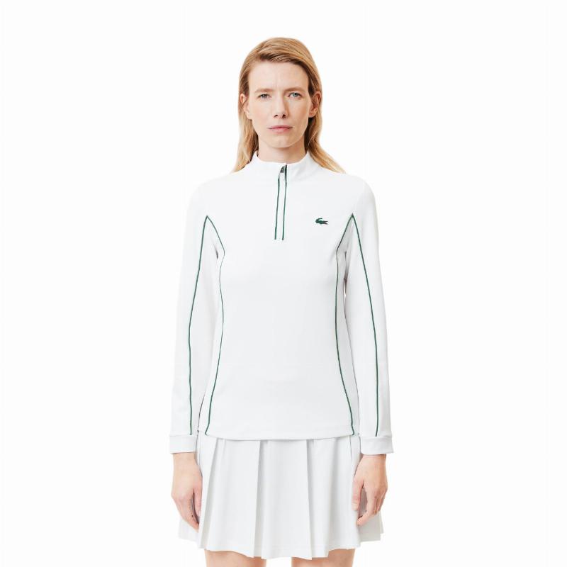 Sudadera Lacoste Ultra Dry Blanco Verde Mujer