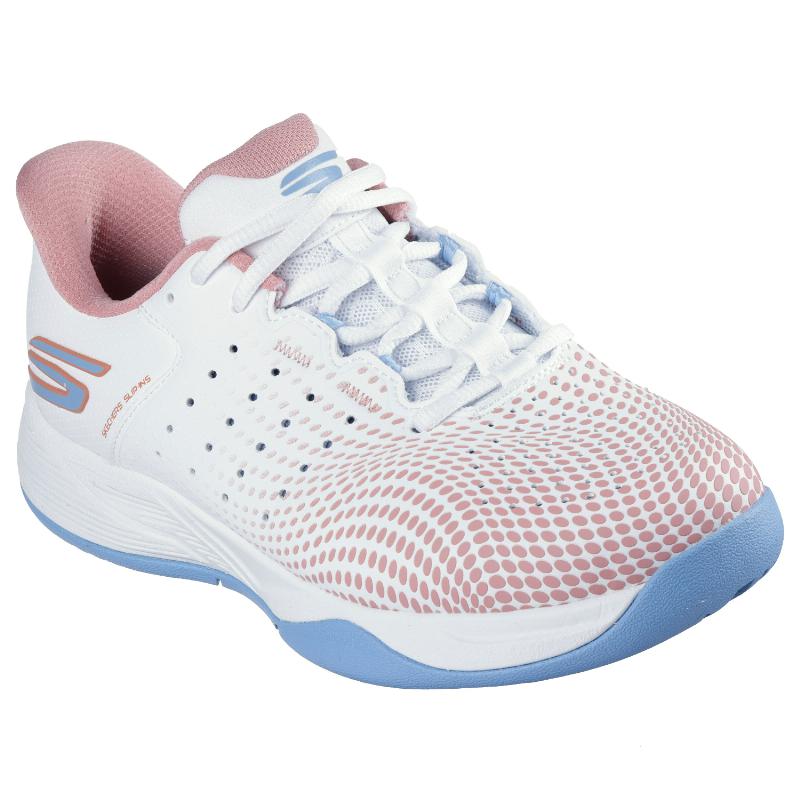 Zapatillas Skechers Viper Court Reload Blanco Rosa Mujer