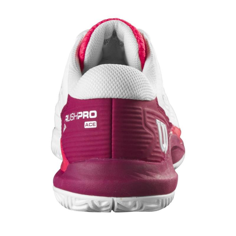 Wilson Rush Pro Ace White Burgundy Junior Sneakers